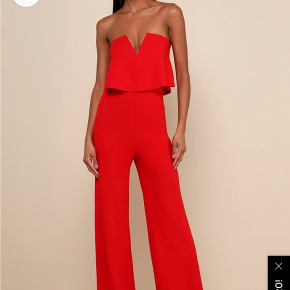 Power of Love Red Strapless Jumpsuit - Picture 1 of 3